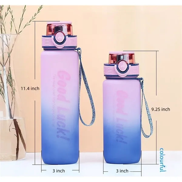 25oz/35oz Gradient Color Plastic Water Bottle with Straw
