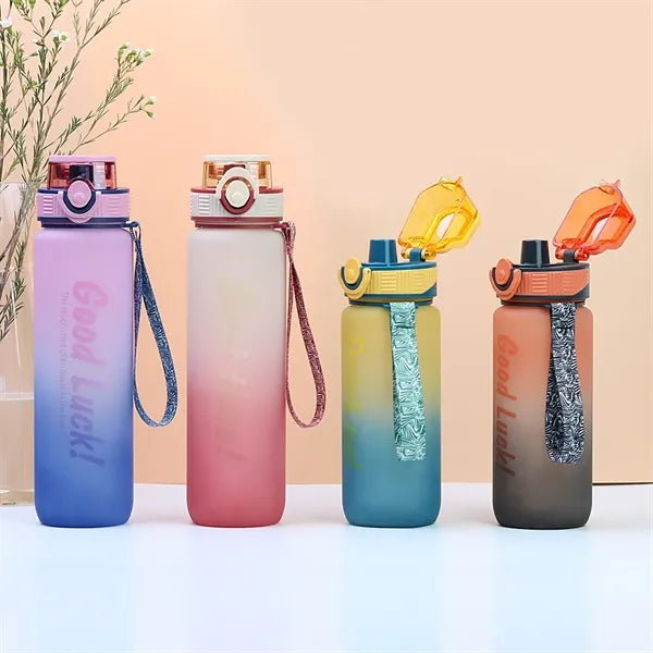 25oz/35oz Gradient Color Plastic Water Bottle with Straw