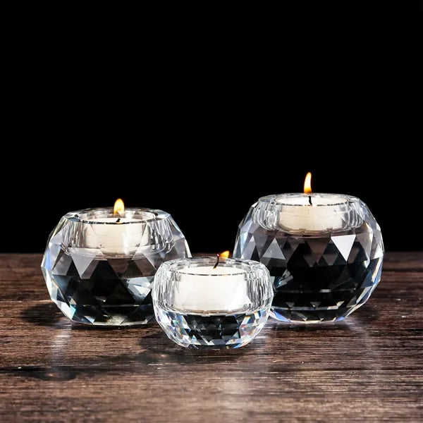 Crystal glass candle holder
