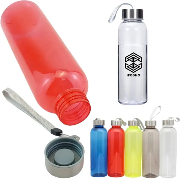 18Oz Plastic Water Bottle with Carrying Strap Lid