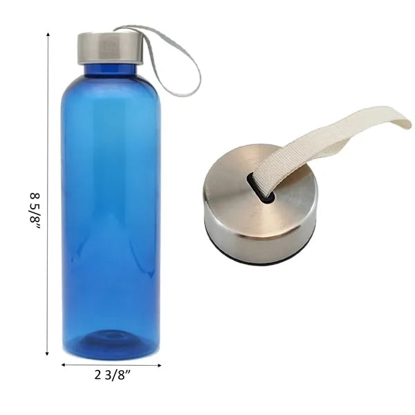 18Oz Plastic Water Bottle with Carrying Strap Lid