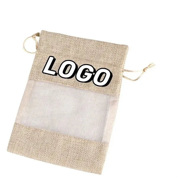 Linen Burlap Jute Drawstring Bag for Gift Wedding Party
