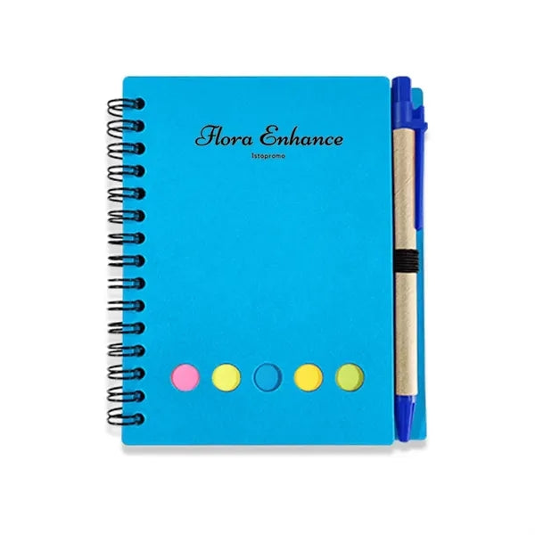 Notebook With Pen In Holder And Sticky Notes