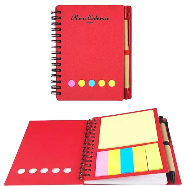 Notebook With Pen In Holder And Sticky Notes