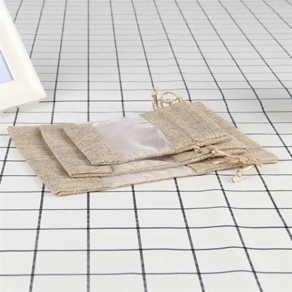 Linen Burlap Jute Drawstring Bag for Gift Wedding Party