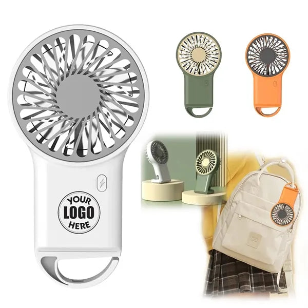 Portable Rechargeable Fan with Carabiner for Hiking & Travel