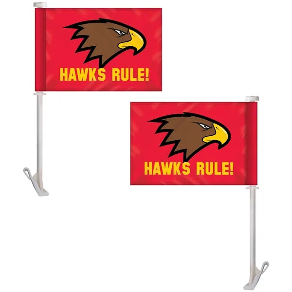 7.5" x 10.5" Double Sided Custom Car Flag on a Premium Staff
