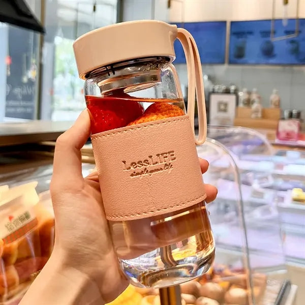 16oz Water Bottle with Leather Sleeve