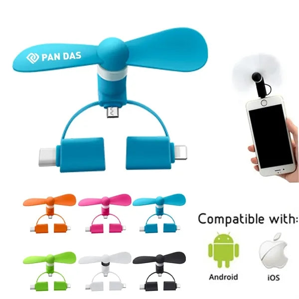 Portable SummerMini Cell Phone Fan 3-in-1