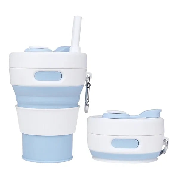16oz Collapsible Silicone Coffee Mug with straw
