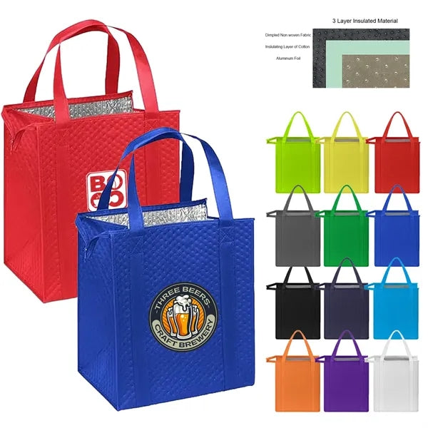 Insulated Grocery Cooler Tote Bag w/ Zipper Closure