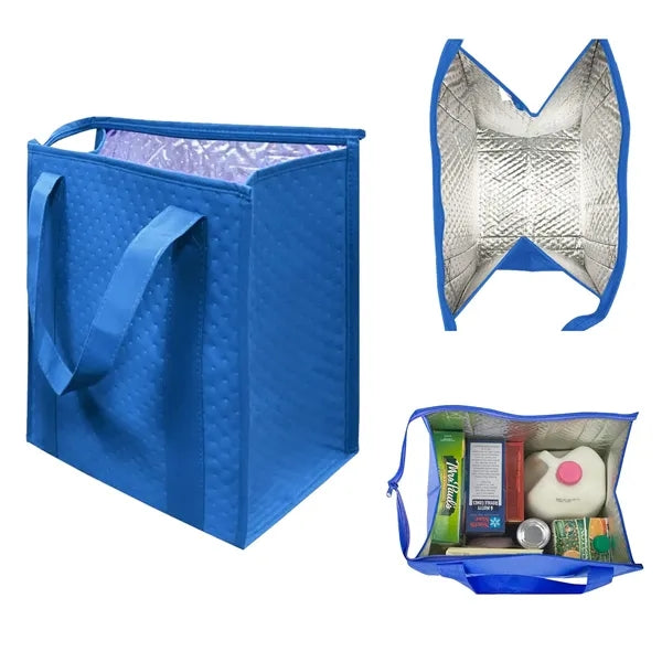 Insulated Grocery Cooler Tote Bag w/ Zipper Closure