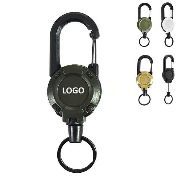 Multitool Carabiner Retractable Keychain Stainless Steel