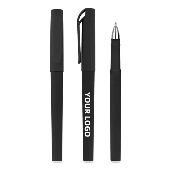 Promotion Plastic Rubber Coated Black Ink Ballpoint Pens