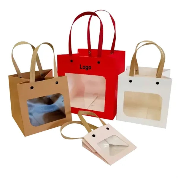 Kraft Paper Bags Gift Box with Window and Handle