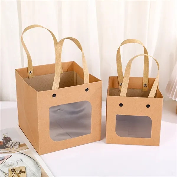 Kraft Paper Bags Gift Box with Window and Handle
