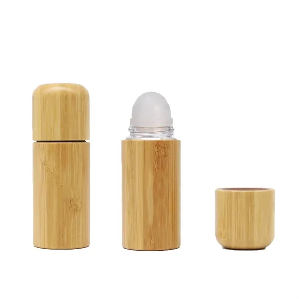 Roll on Bottles with Bamboo Shell Clear Glass Inner