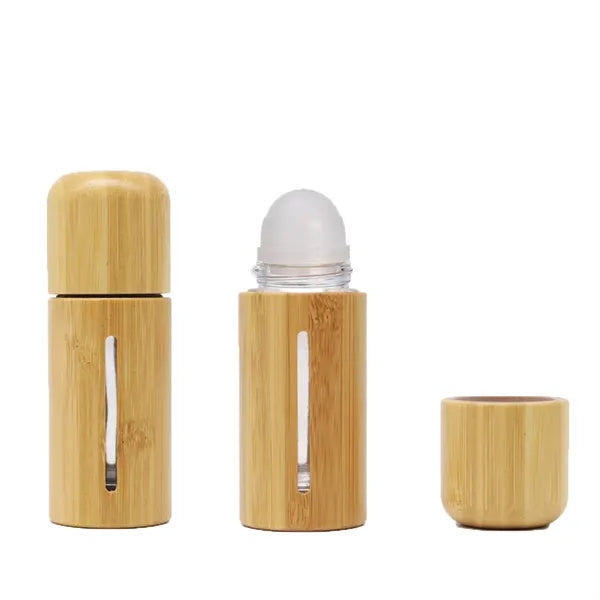 Roll on Bottles with Bamboo Shell Clear Glass Inner