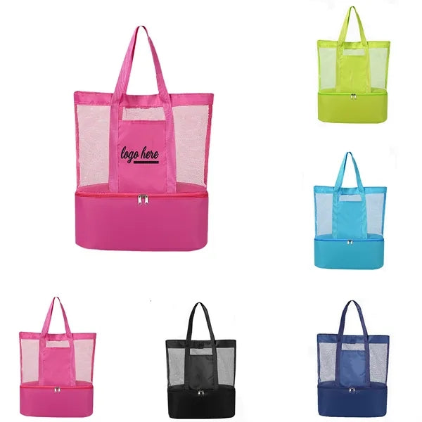 Foldable Mesh Beach Tote Bag with Wet/Dry