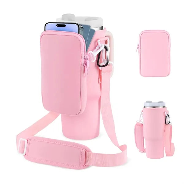 Water Bottle Carrier Bag with Phone Pocket for 40 oz Tumbler