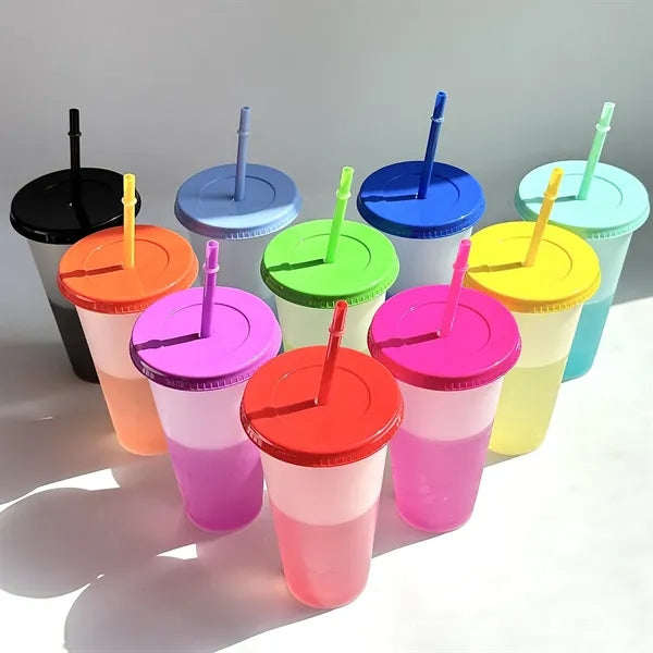 Color Changing Cups with Lids and Straws