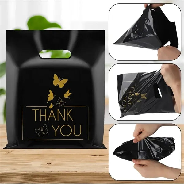 12 Microns Plastic Die Cut Retail Shopping Tote Handle Bag