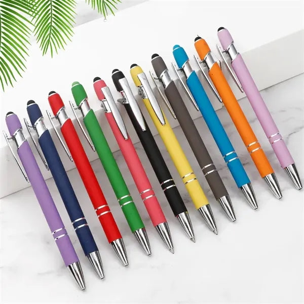 Ballpoint Pen Refillable Soft Touch Click With Stylus Tip