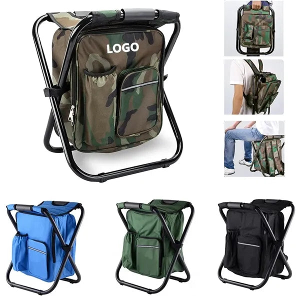 Folding Stool Backpack Insulated Cooler Bag
