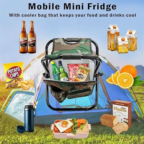 Folding Stool Backpack Insulated Cooler Bag