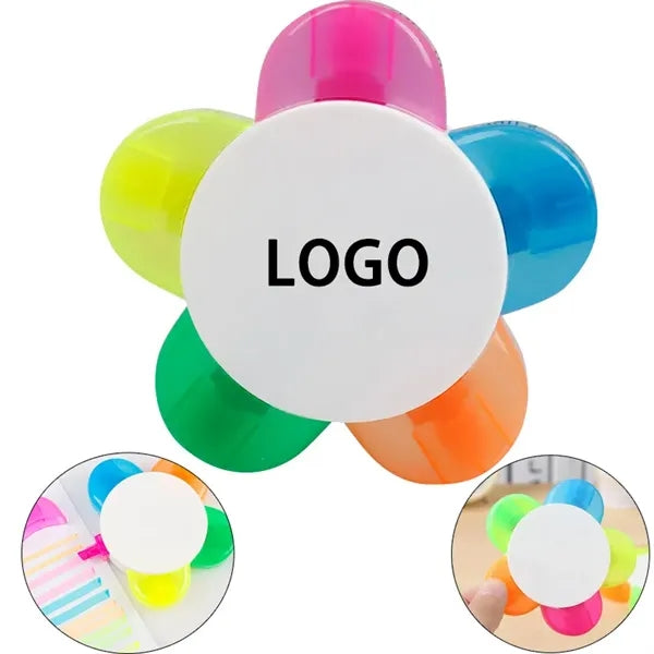 5-in-1 Flower Shape Fluorescent Highlighter Marker