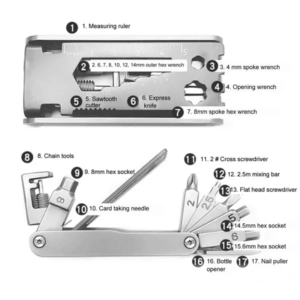 Stainless Steel Multi-functional Bicycle Repair Tool