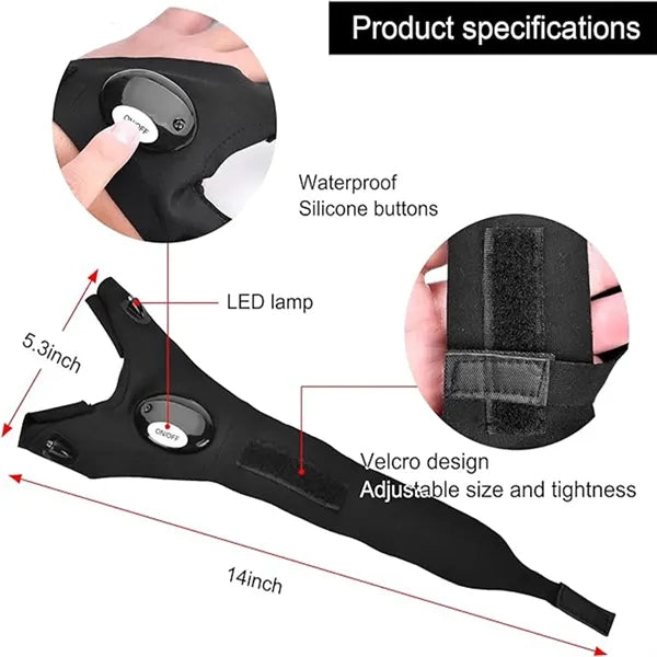 LED Flashlight Gloves Finger Lights Fishing Repairing Gadget