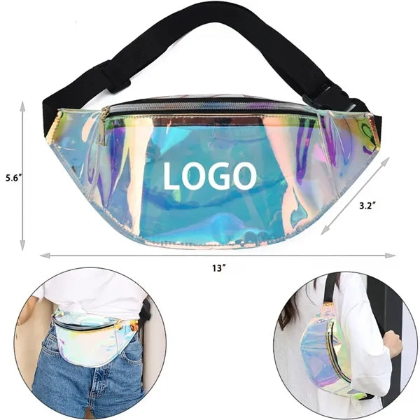13" Transparent Glitter Laser PVC Fanny Pack Waist Bag