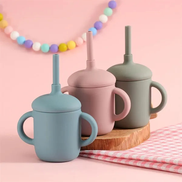 Food Grade BPA Free Silicone Baby Sipp Cup with Straw