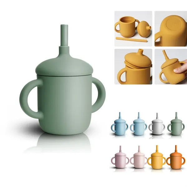 Food Grade BPA Free Silicone Baby Sipp Cup with Straw