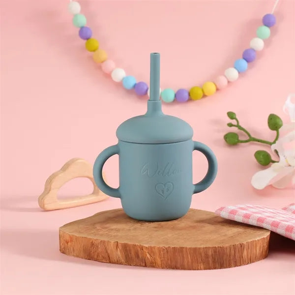 Food Grade BPA Free Silicone Baby Sipp Cup with Straw