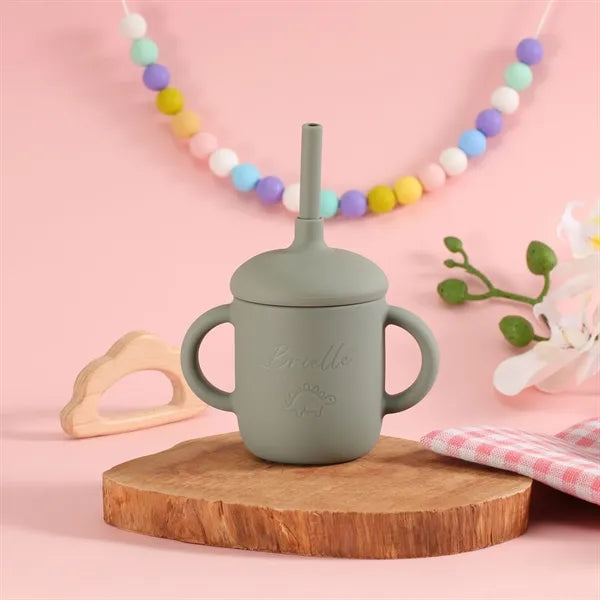 Food Grade BPA Free Silicone Baby Sipp Cup with Straw