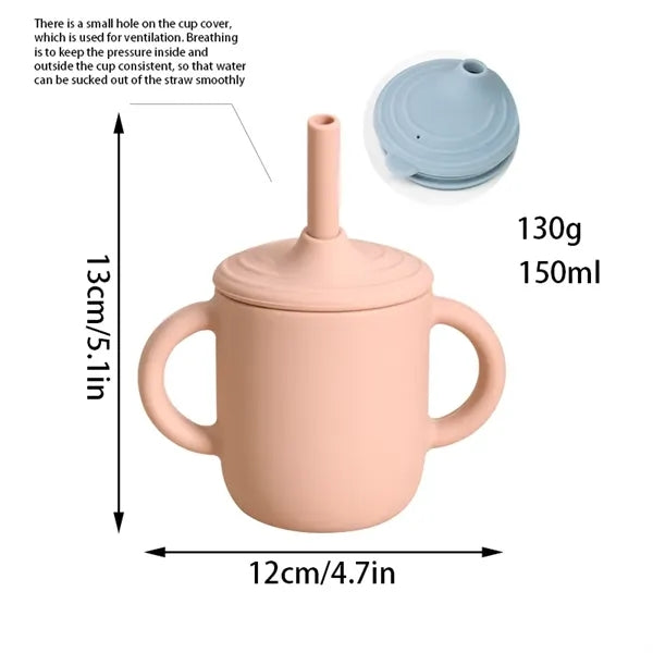 Food Grade BPA Free Silicone Baby Sipp Cup with Straw