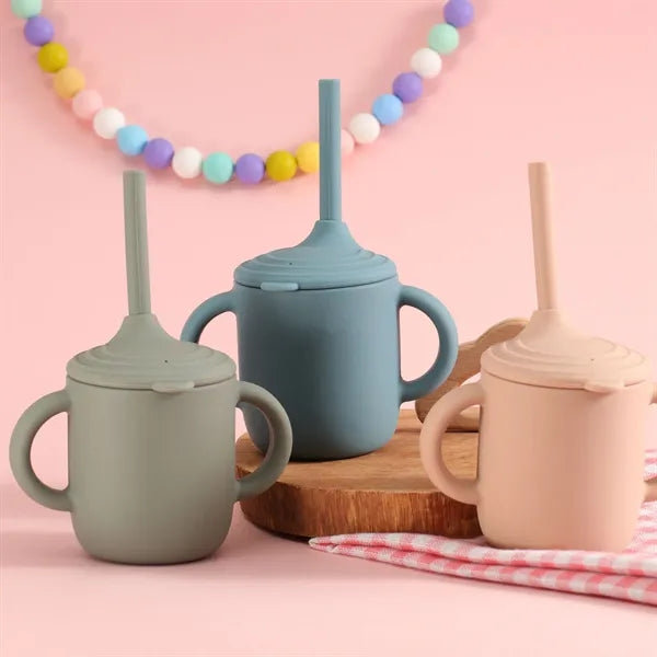 Food Grade BPA Free Silicone Baby Sipp Cup with Straw