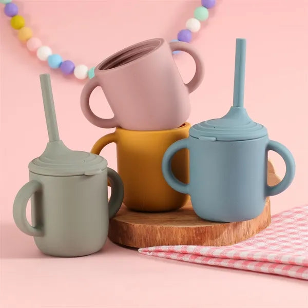 Food Grade BPA Free Silicone Baby Sipp Cup with Straw