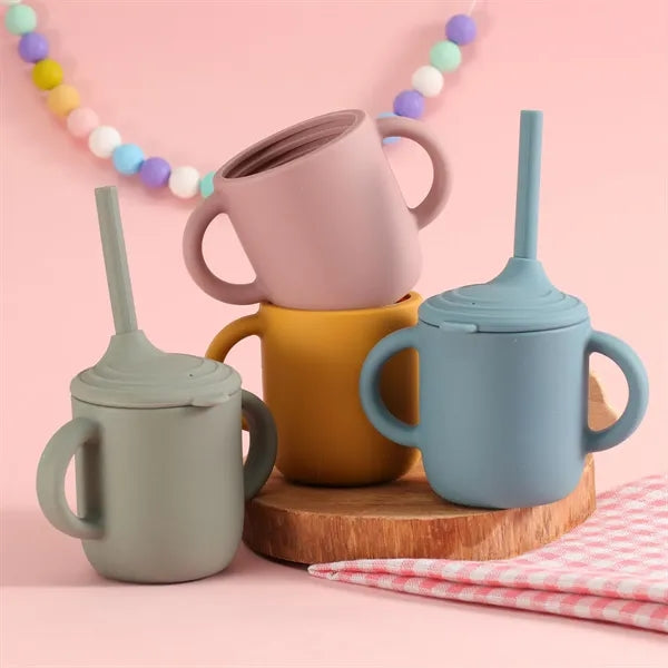 Food Grade BPA Free Silicone Baby Sipp Cup with Straw