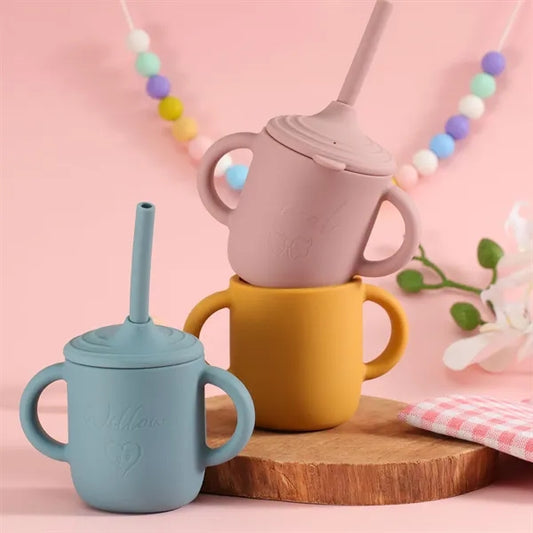 Food Grade BPA Free Silicone Baby Sipp Cup with Straw