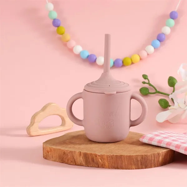Food Grade BPA Free Silicone Baby Sipp Cup with Straw