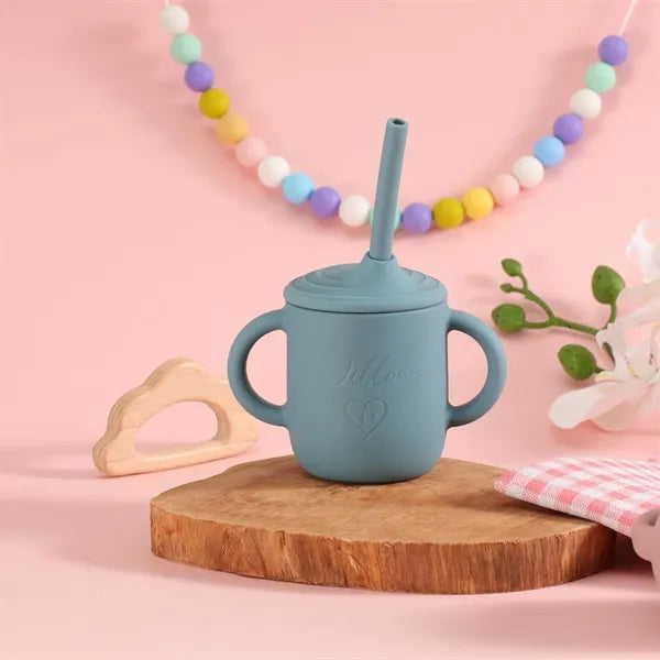 Food Grade BPA Free Silicone Baby Sipp Cup with Straw