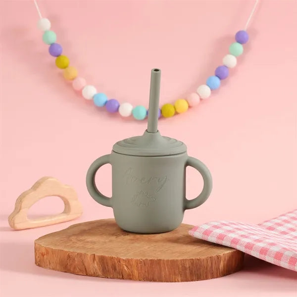 Food Grade BPA Free Silicone Baby Sipp Cup with Straw