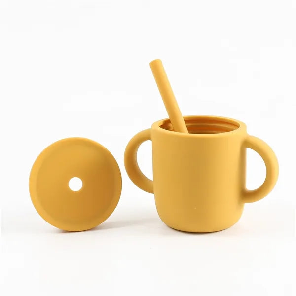 Silicone Baby Sipp Cup with Straw & Flat Lid