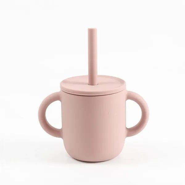 Silicone Baby Sipp Cup with Straw & Flat Lid
