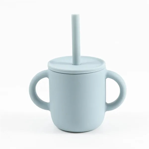 Silicone Baby Sipp Cup with Straw & Flat Lid