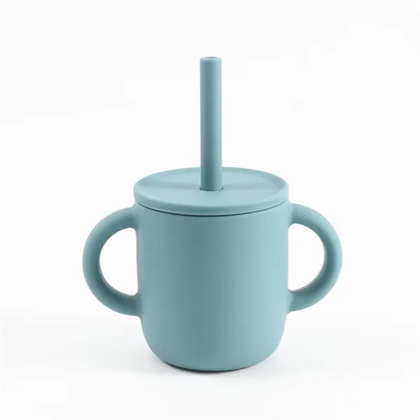 Silicone Baby Sipp Cup with Straw & Flat Lid