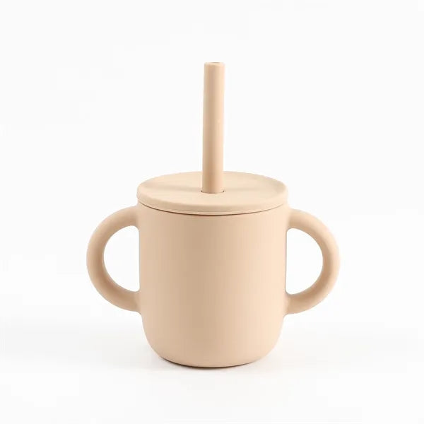 Silicone Baby Sipp Cup with Straw & Flat Lid